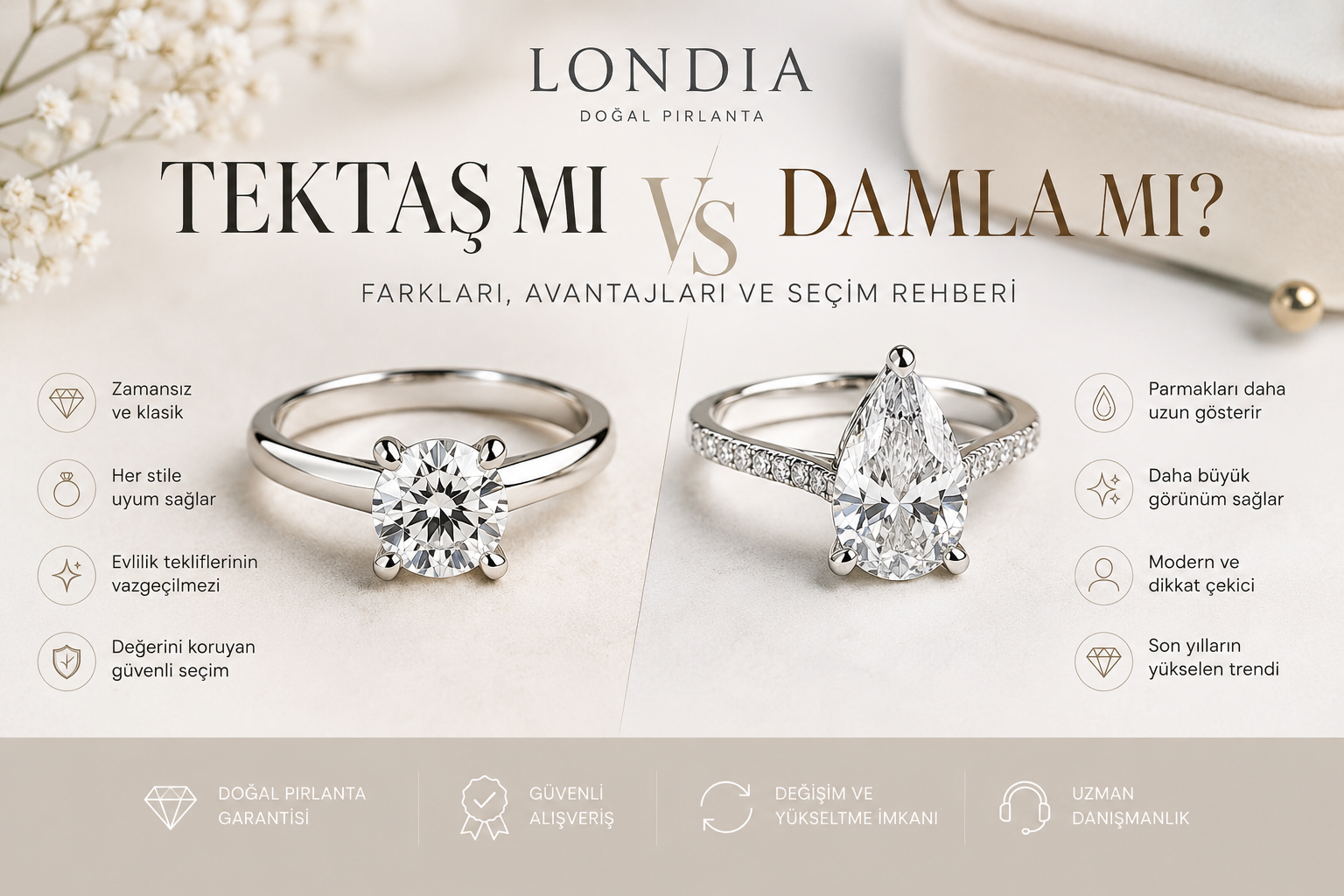 Damla Pırlanta mı Tektaş mı? Hangi Yüzük Size Daha Uygun?