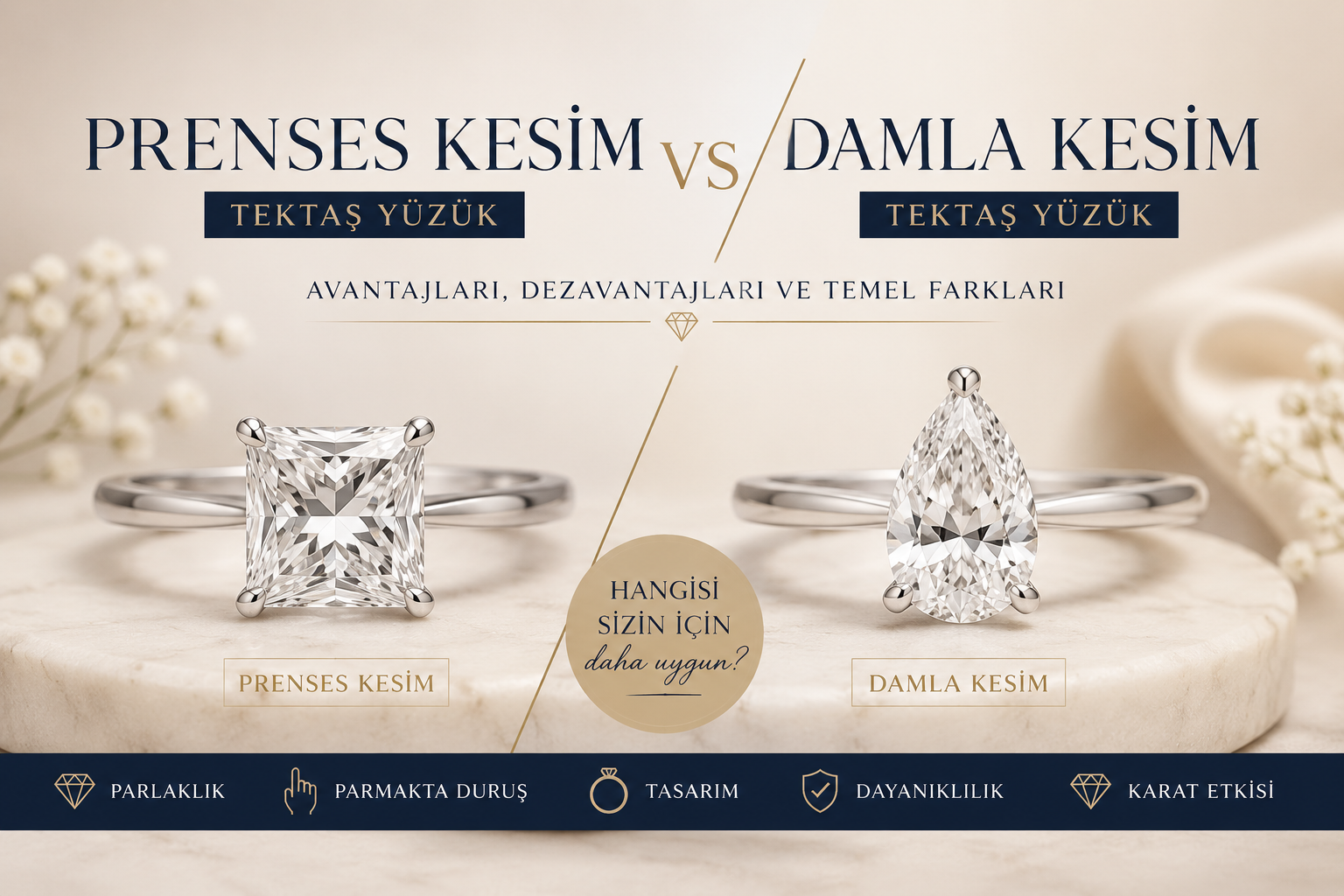 Prenses Kesim ve Damla Kesim Yüzük: Avantajları ve Farkları