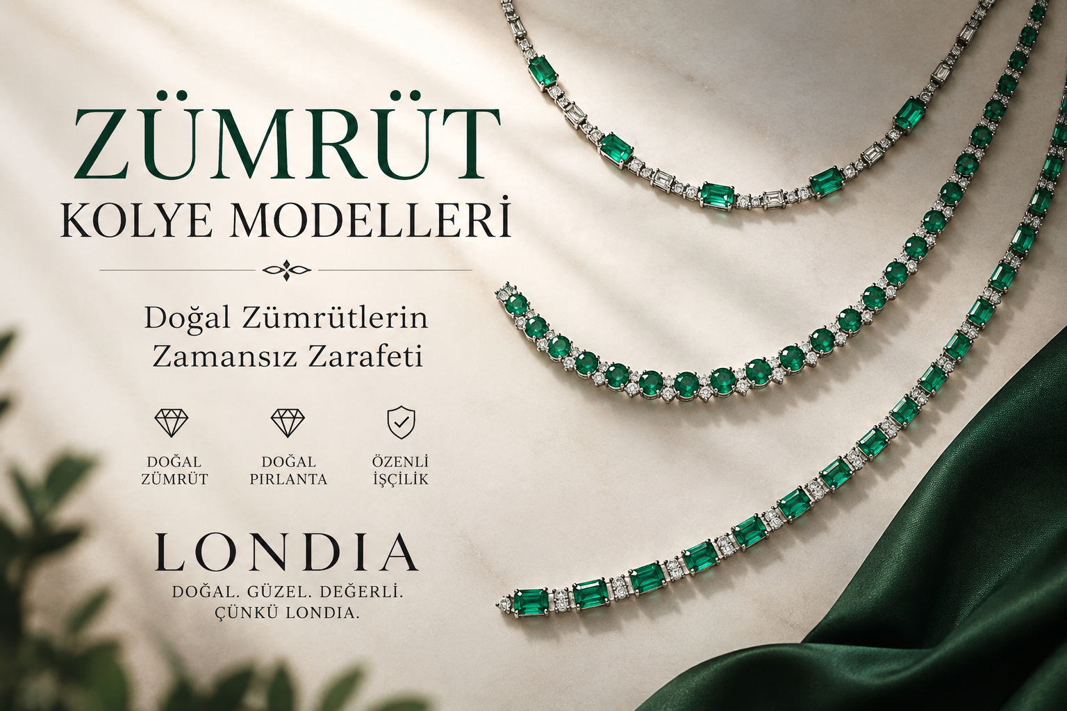 Zümrüt Kolye Modelleri ve Doğal Zümrüt Kolyeler | LONDIA
