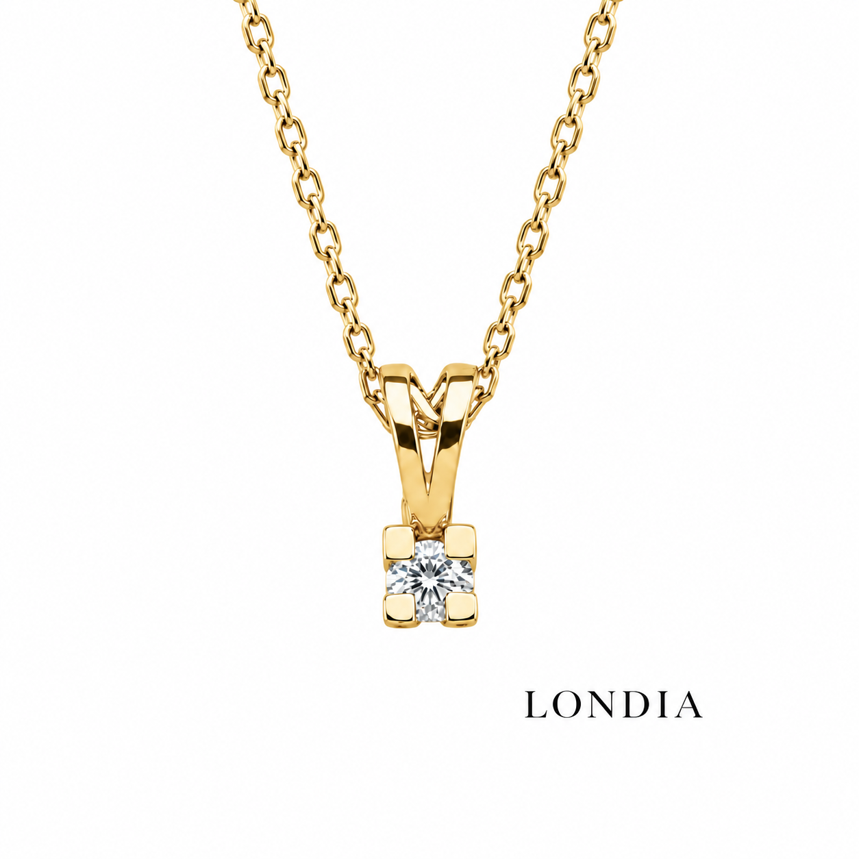 0.05 Karat Doğal Pırlanta Valentine Model Tektaş Kolye