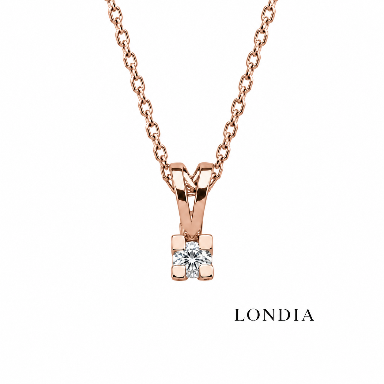 0.05 Karat Doğal Pırlanta Valentine Model Tektaş Kolye