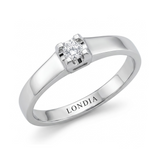0.10 Ct. Doğal Pırlanta Tektaş Cesur (Bold) Tasarım Yüzük, 14 Ayar Altın