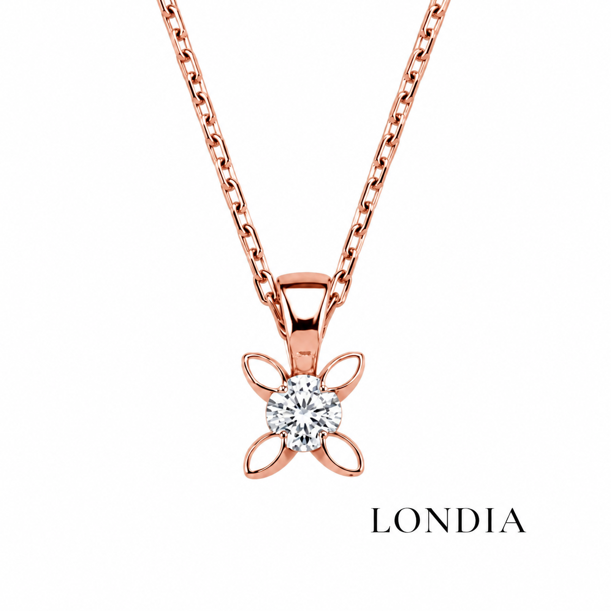 0.10 Karat Doğal Pırlanta Kelebek Model Tektaş Kolye