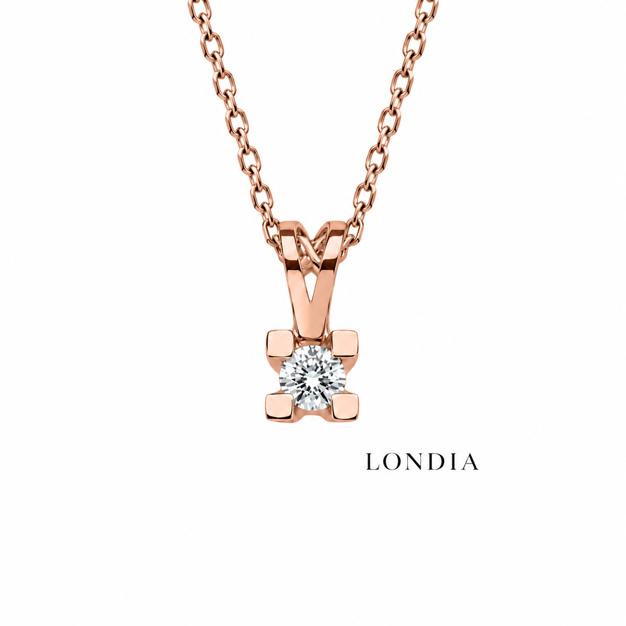 0.10 Karat Doğal Pırlanta Valentine Model Tektaş Kolye