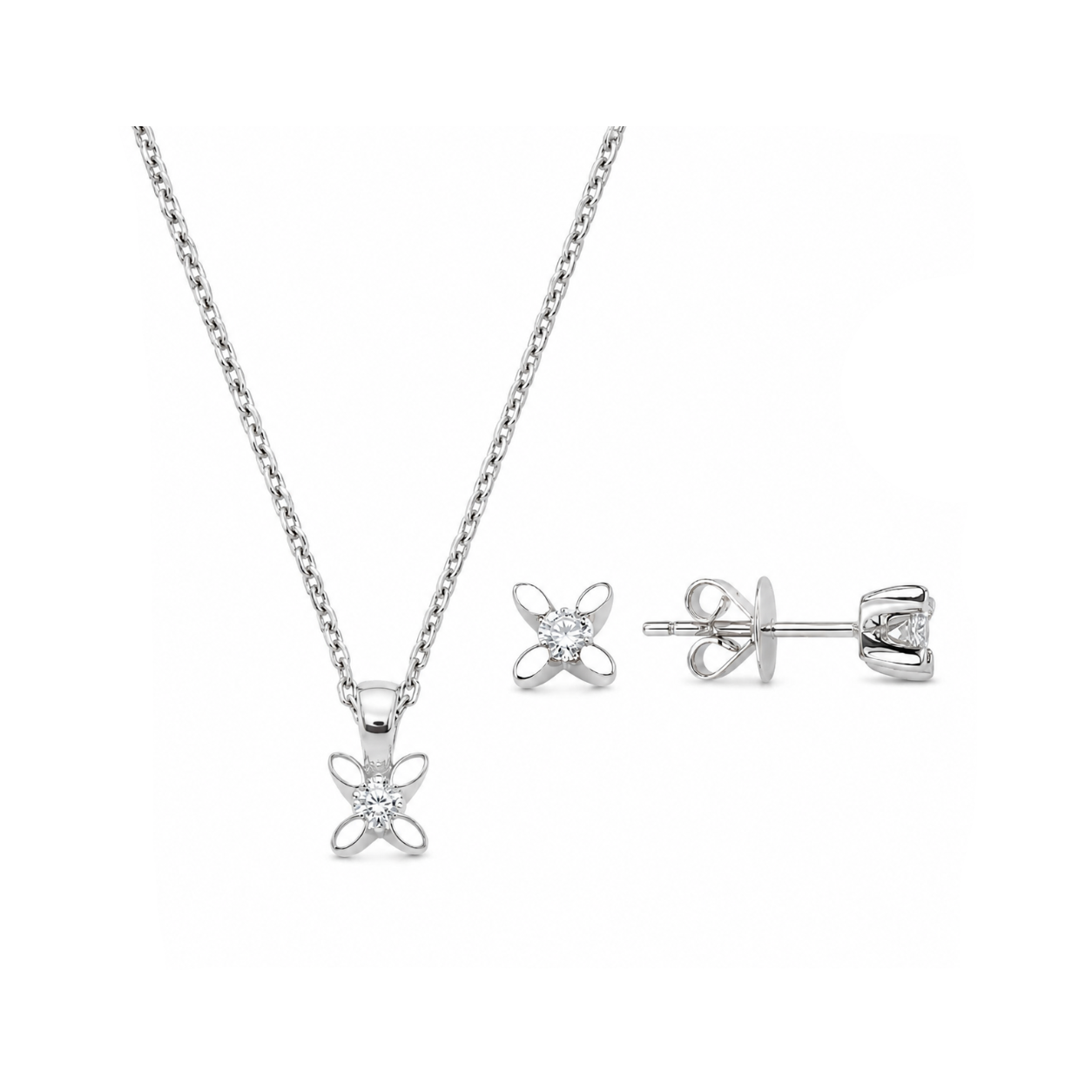0.15 Ct Doğal Pırlanta Londia Kelebek Tasarım Tektaş Set 14K Altın