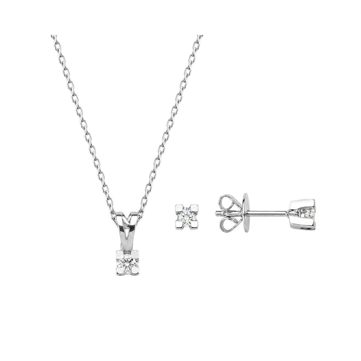 0.15 Ct Doğal Pırlanta Londia Kelebek Tasarım Tektaş Set 14K Altın