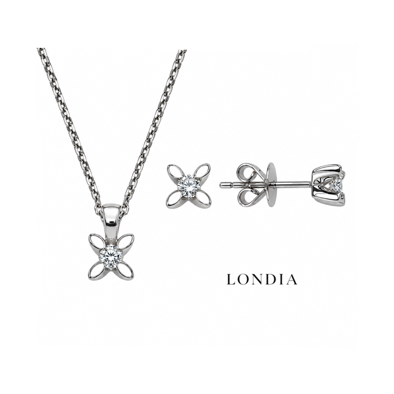0.15 Karat Doğal Pırlanta F Rengi Kelebek Model Tektaş Set