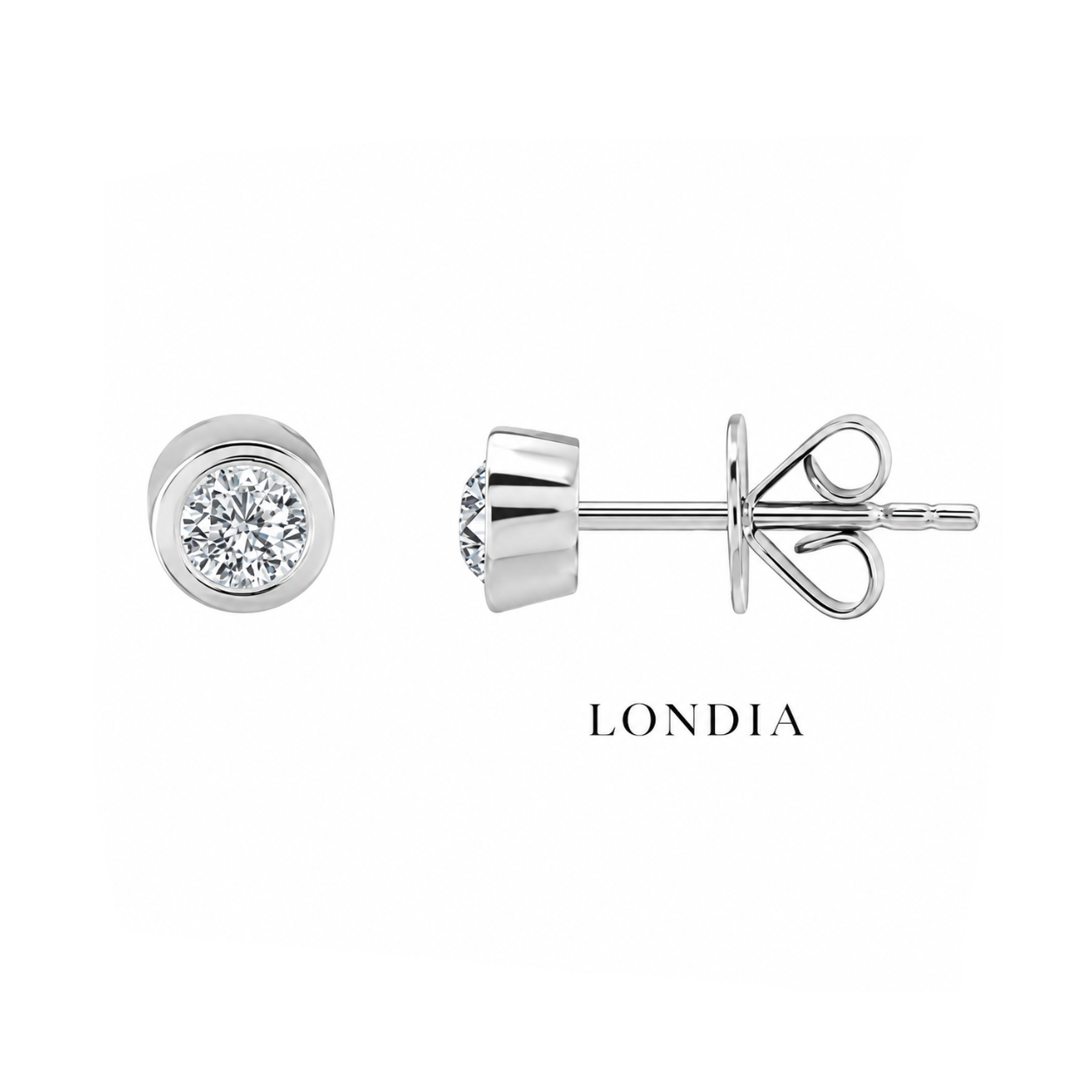 0.20 Karat Doğal Pırlanta Bezel Model Tektaş Küpe