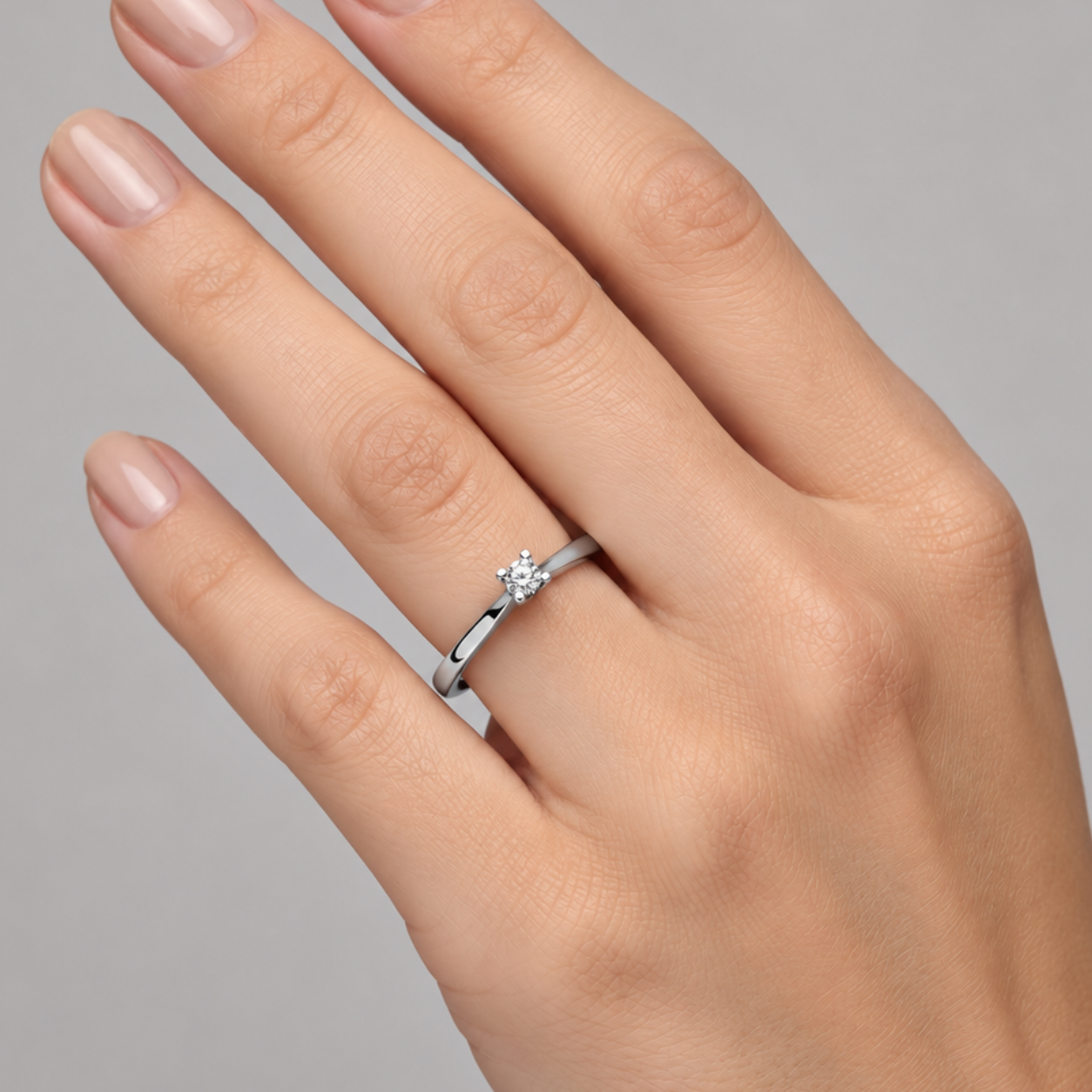 0.20 Karat F Rengi Doğal Pırlanta Valentine Model Tektaş Yüzük