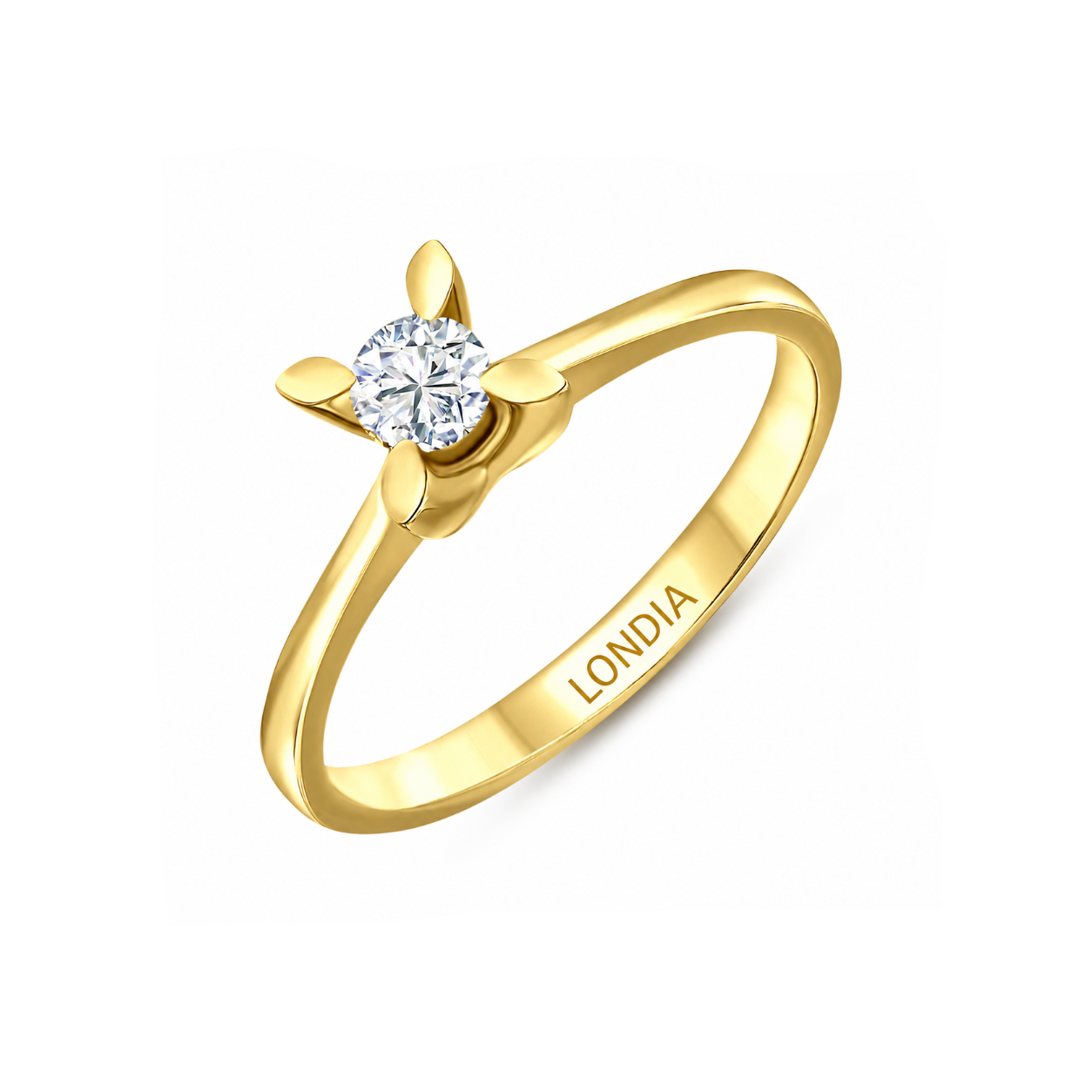 0.25 Ct. Doğal Pırlanta Tektaş ‘Butterfly’ Yüzük, 14 Ayar Altın