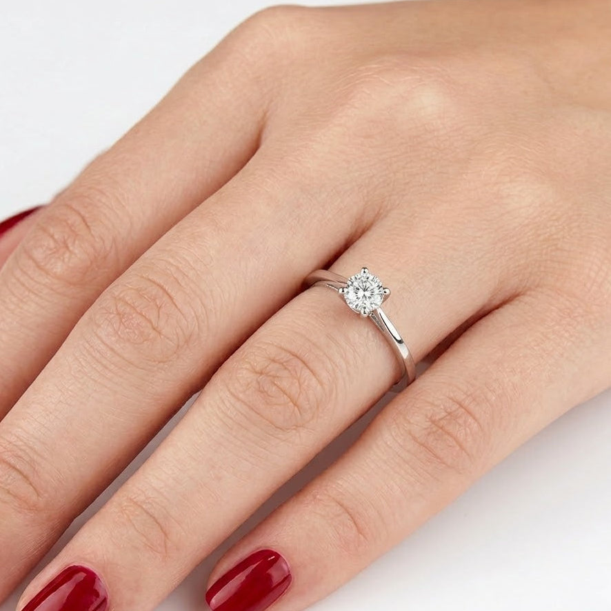 0.30 Ct. Doğal Pırlanta Tektaş ‘Klasik’ Yüzük, 14 Ayar Altın