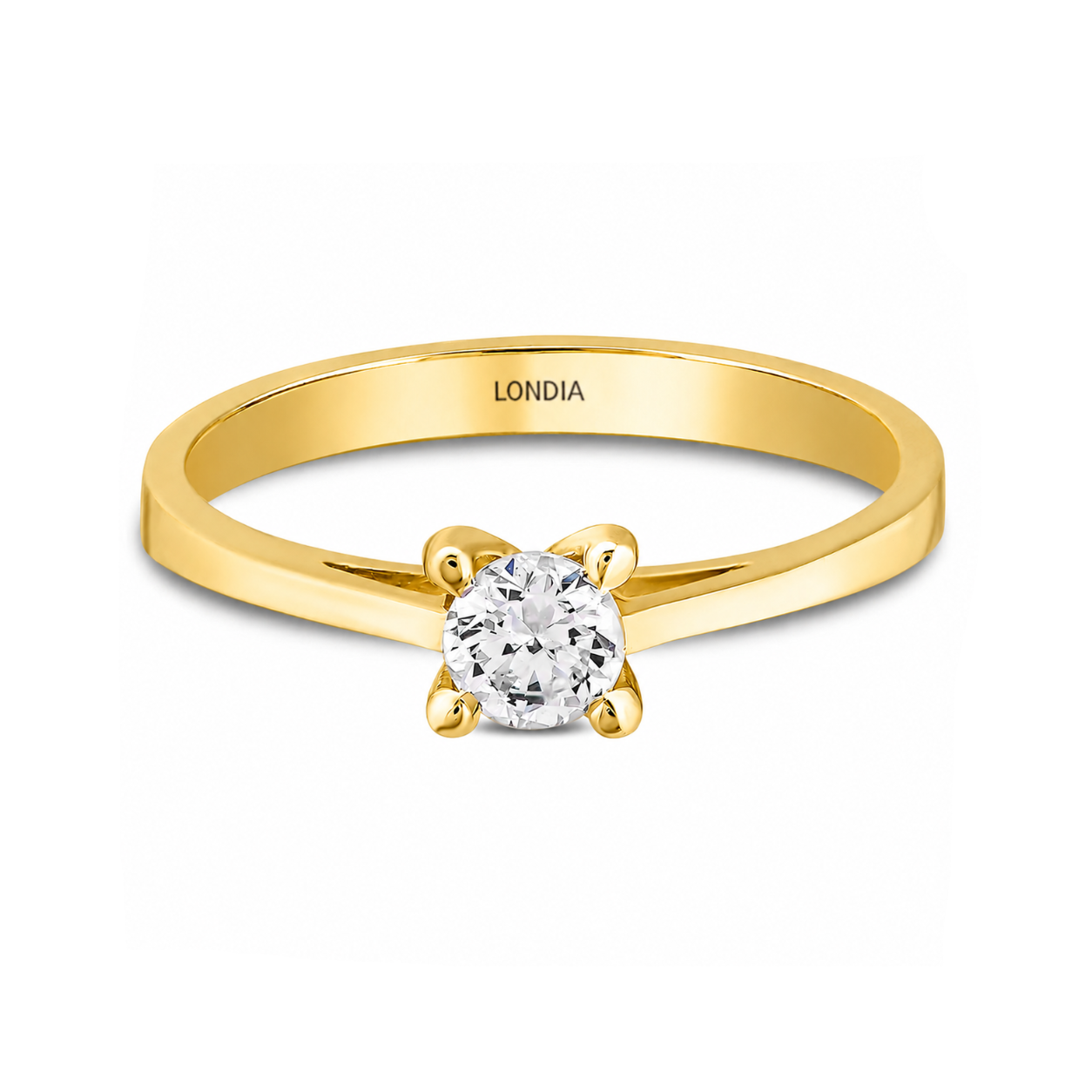 0.30 Ct. Doğal Pırlanta Tektaş ‘Klasik’ Yüzük, 14 Ayar Altın