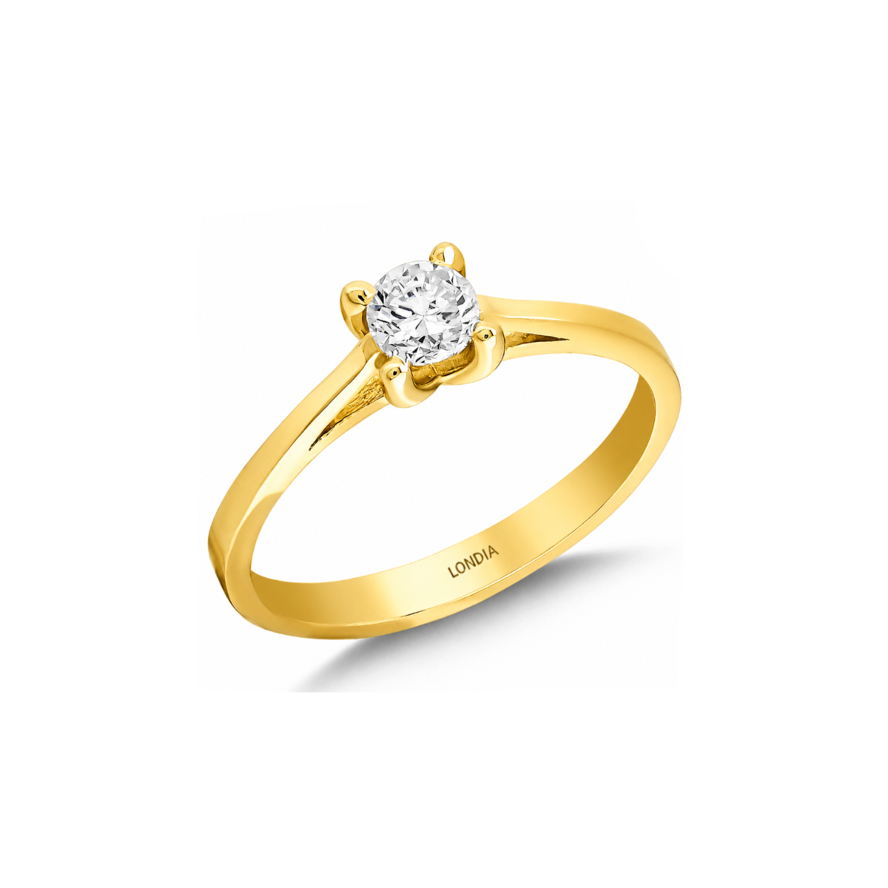 0.30 Ct. Doğal Pırlanta Tektaş ‘Klasik’ Yüzük, 14 Ayar Altın