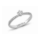 0.30 Ct. Doğal Pırlanta Yan Taşlı Tasarım Yüzük, 14 Ayar Altın