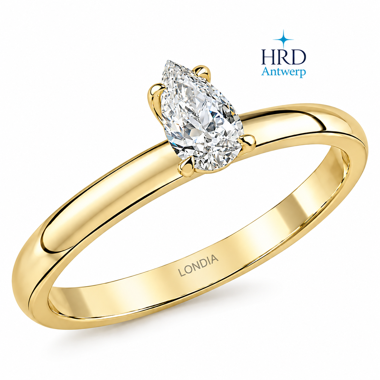 0.40 Karat F Rengi Doğal Pırlanta HRD Sertifikalı Damla Tektaş Yüzük
