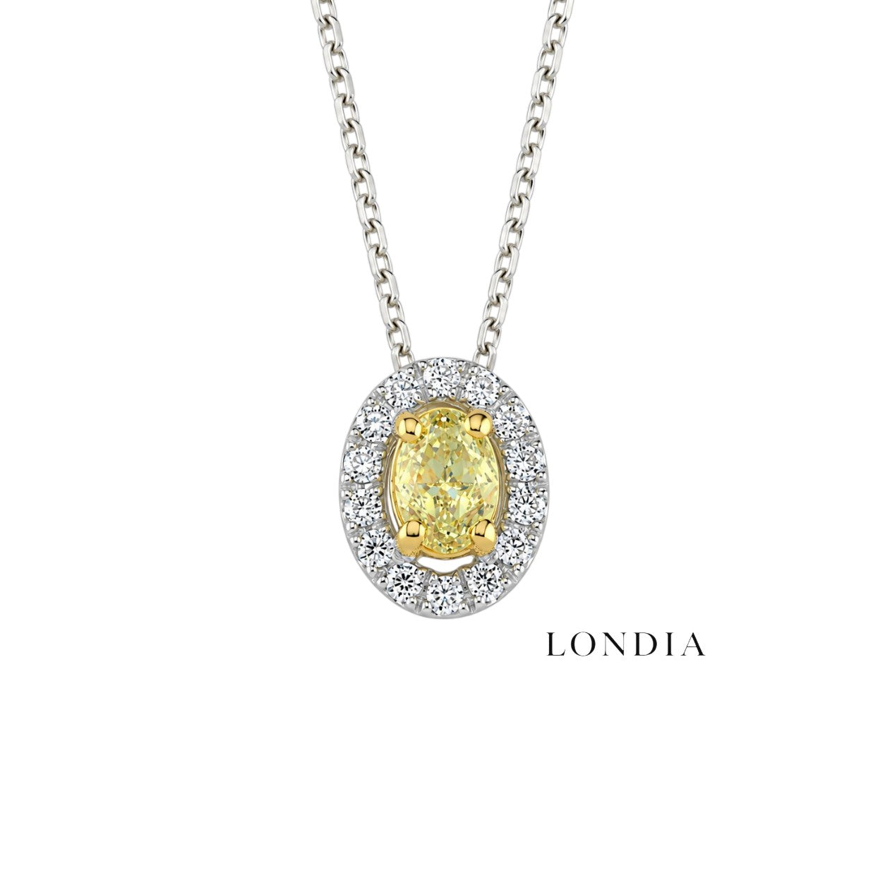 0.40 Karat Fancy Yellow Doğal Pırlanta Oval Tasarımlı Kolye