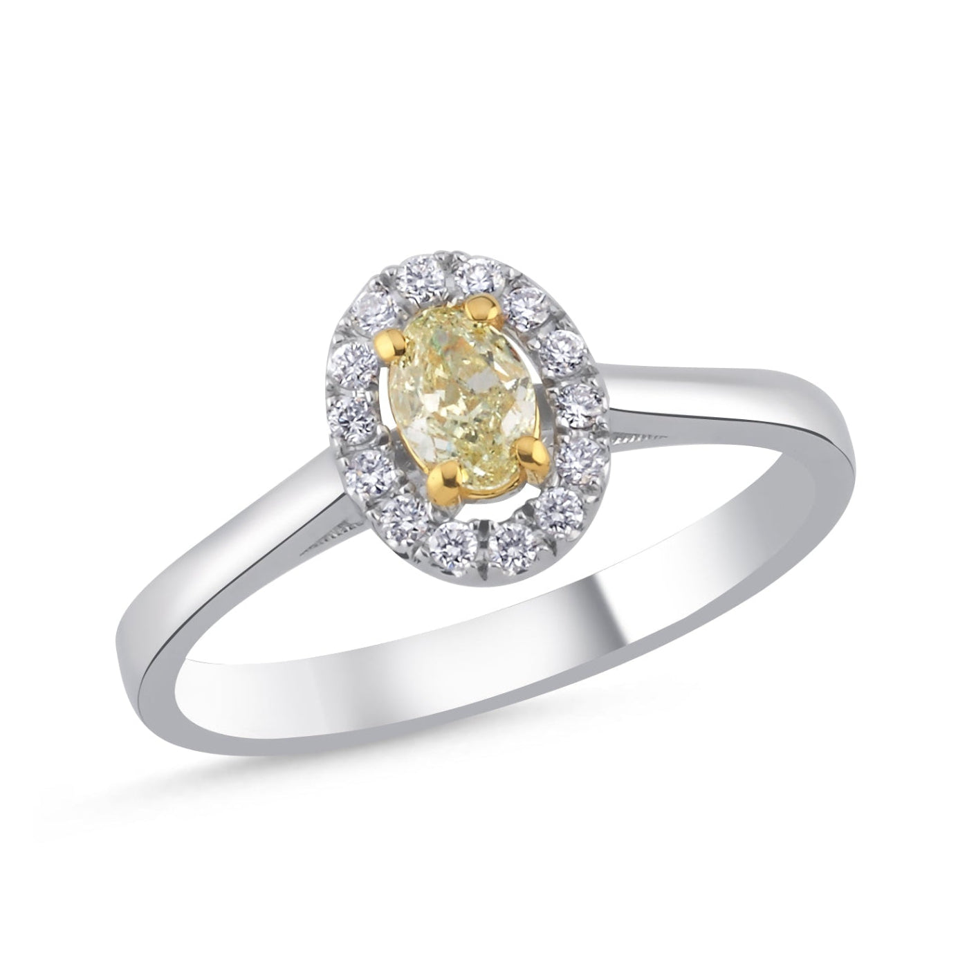 0.40 Kt.Fancy Yellow Pırlanta Oval Tasarımlı Yüzük
