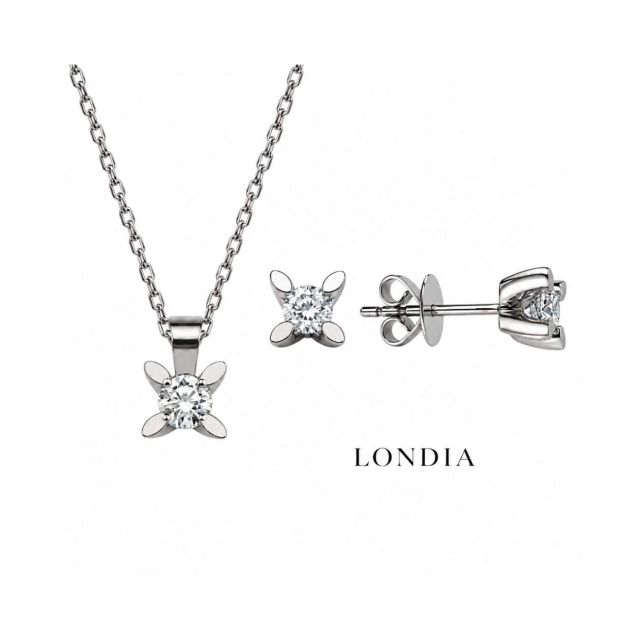 0.45 Karat Doğal Pırlanta F Rengi Kelebek Model Tektaş Set