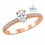 0.45 Karat F Rengi HRD Sertifikalı Kenar Taşlı Oval Tektaş Yüzük