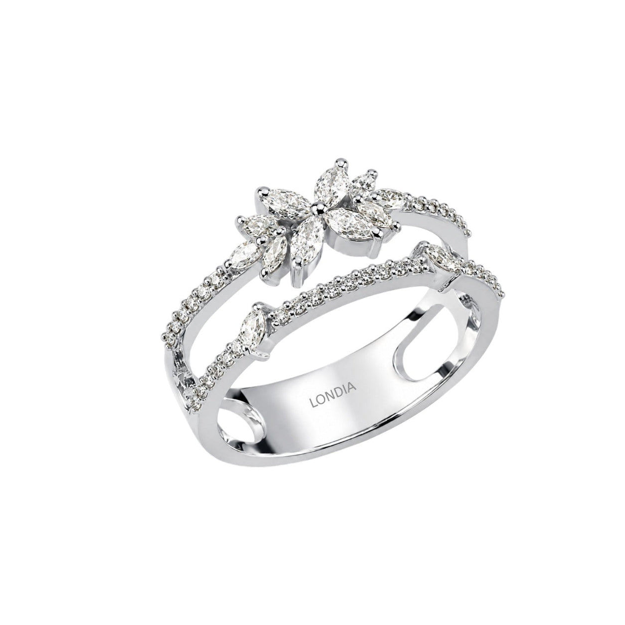 0.50 Ct. Karat Doğal Pırlanta Gösterişli Tasarım Yüzük - 18K Altın