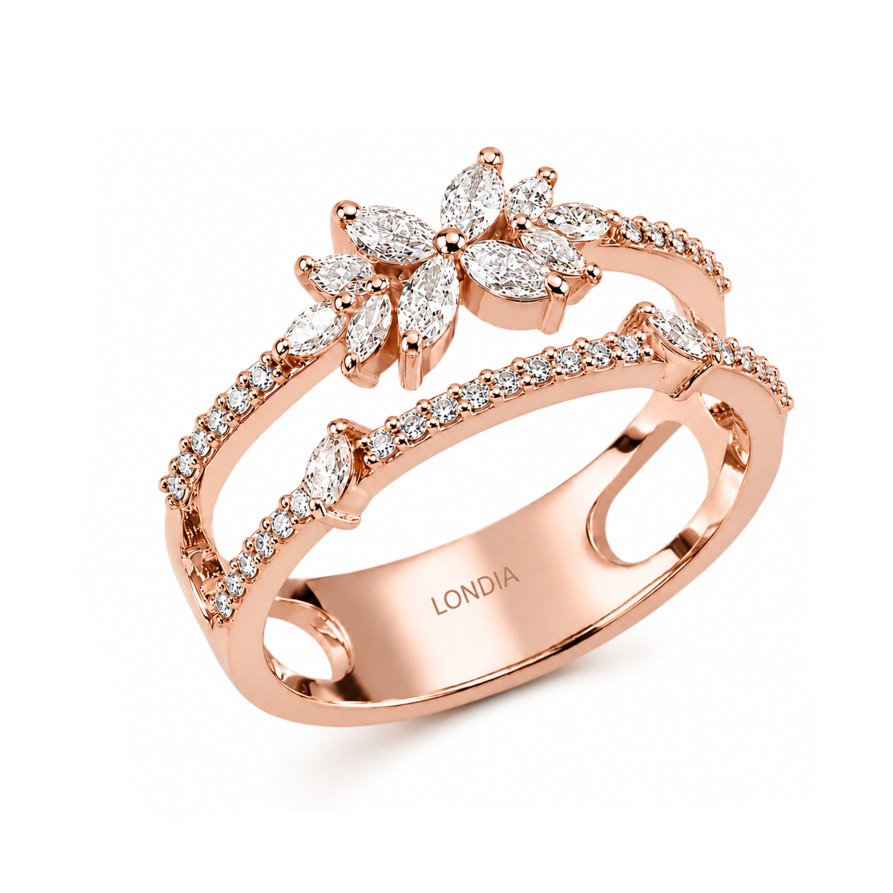 0.50 Ct. Karat Doğal Pırlanta Gösterişli Tasarım Yüzük - 18K Altın