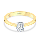 0.50 Ct. Doğal Pırlanta Oval Tektaş ‘Klasik’ Yüzük, 14 Ayar Altın
