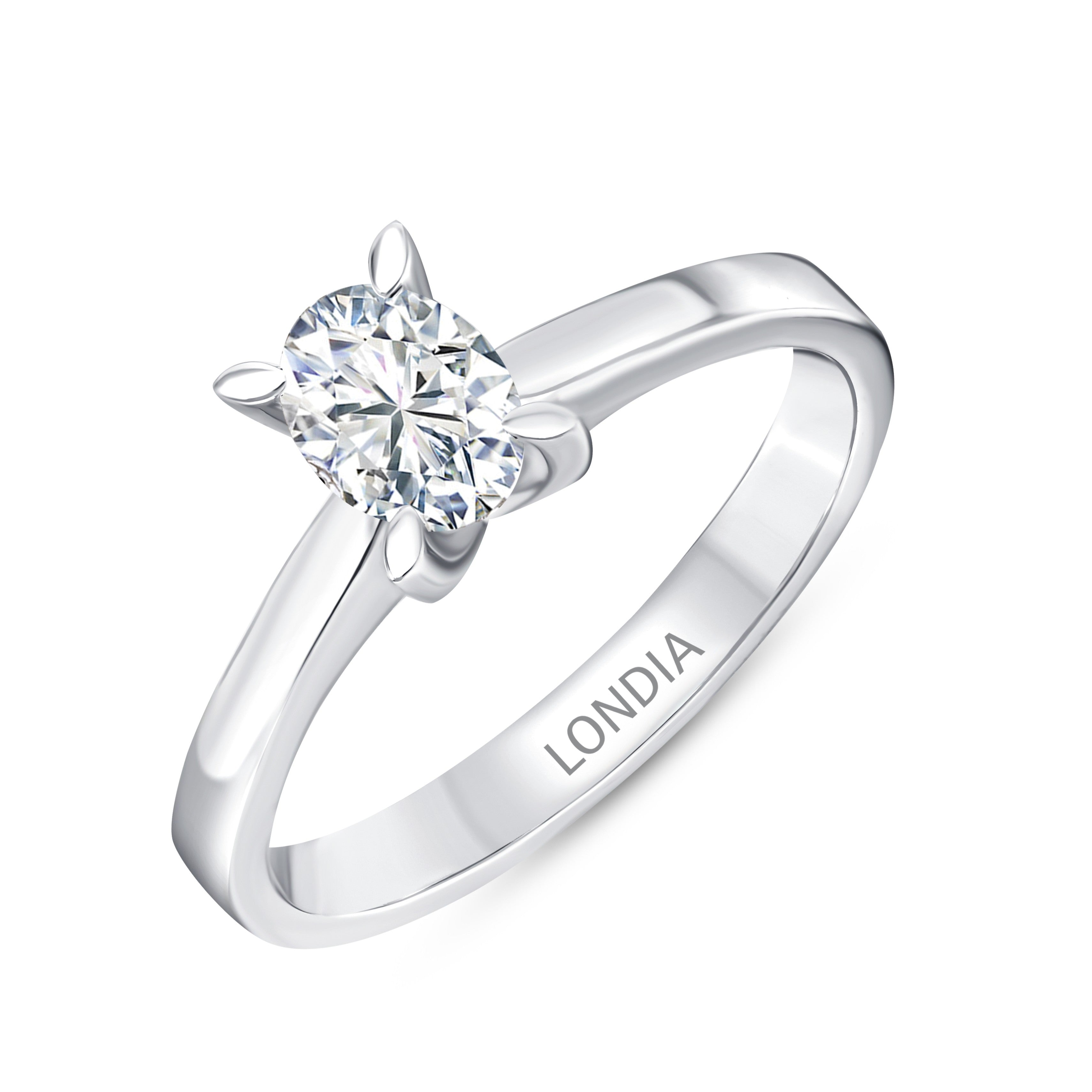 0.50 Karat Doğal Pırlanta Oval Tektaş Yüzük