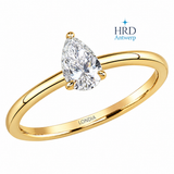 0.50 Karat F Rengi Doğal Pırlanta HRD Sertifikalı Damla Tektaş Yüzük