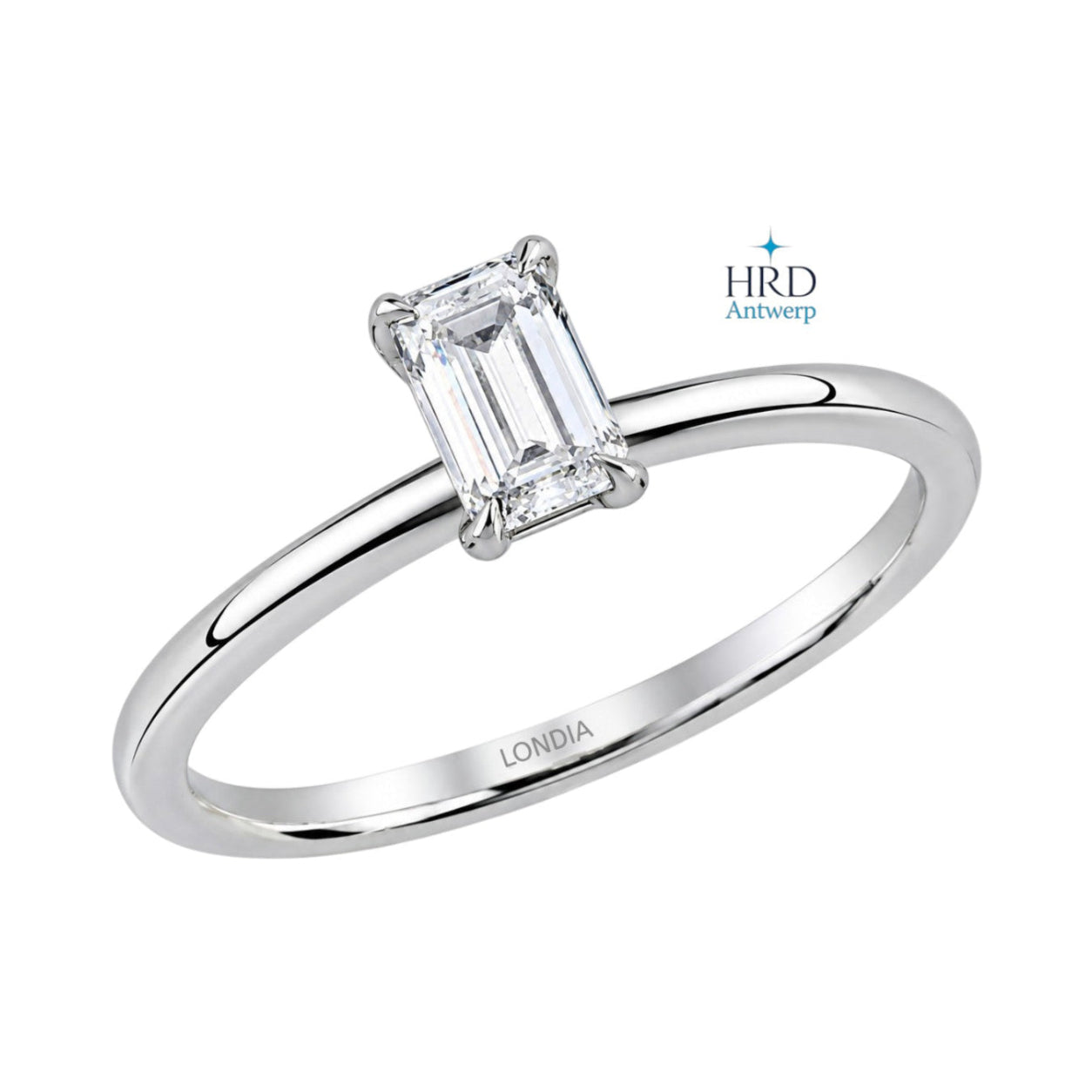 0.50 Karat F Rengi HRD Uluslararası Sertifikalı Emerald Tektaş Yüzük