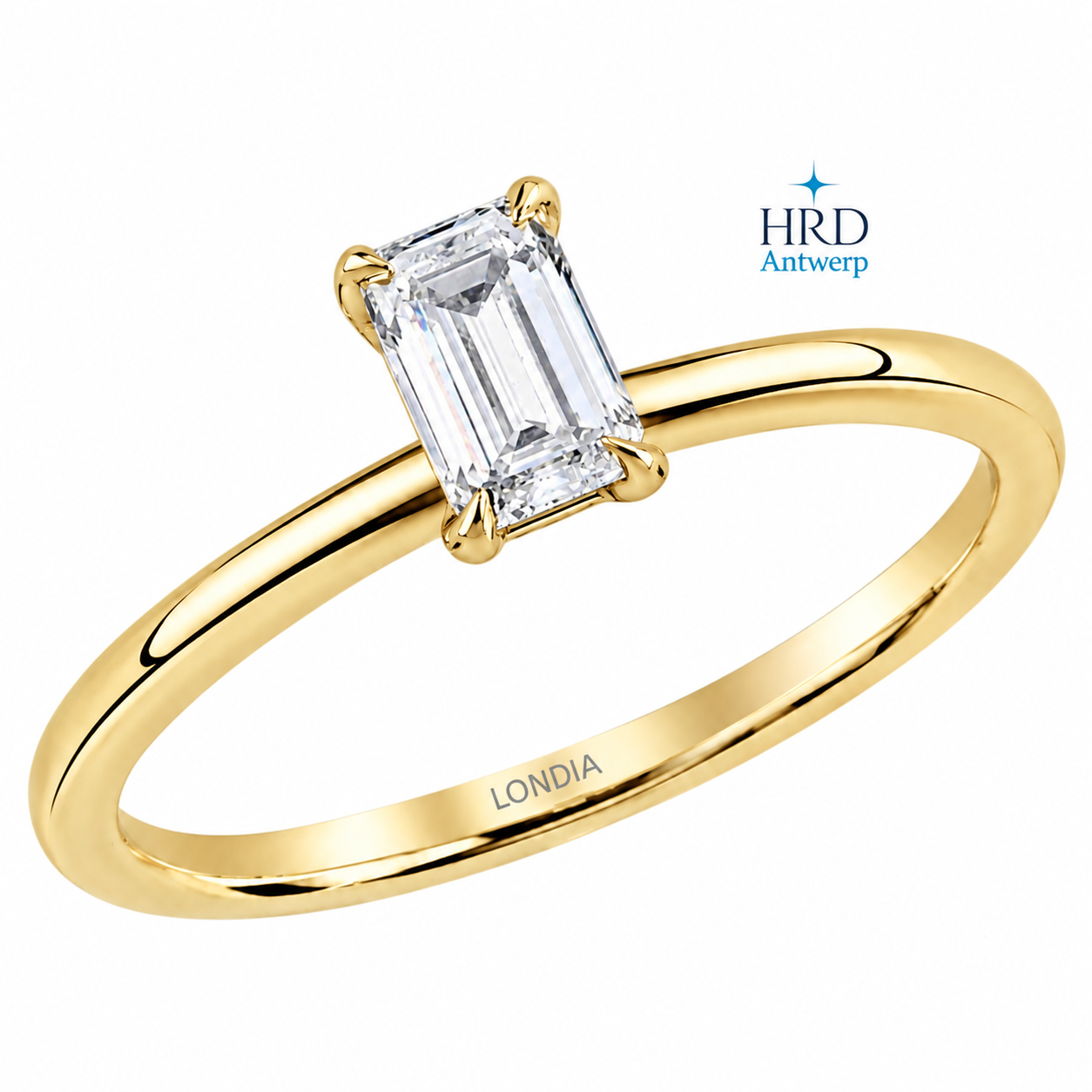0.50 Karat F Rengi HRD Uluslararası Sertifikalı Emerald Tektaş Yüzük