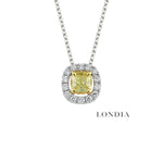 0.50 Karat Fancy Yellow Doğal Pırlanta Cushion Tasarımlı Kolye