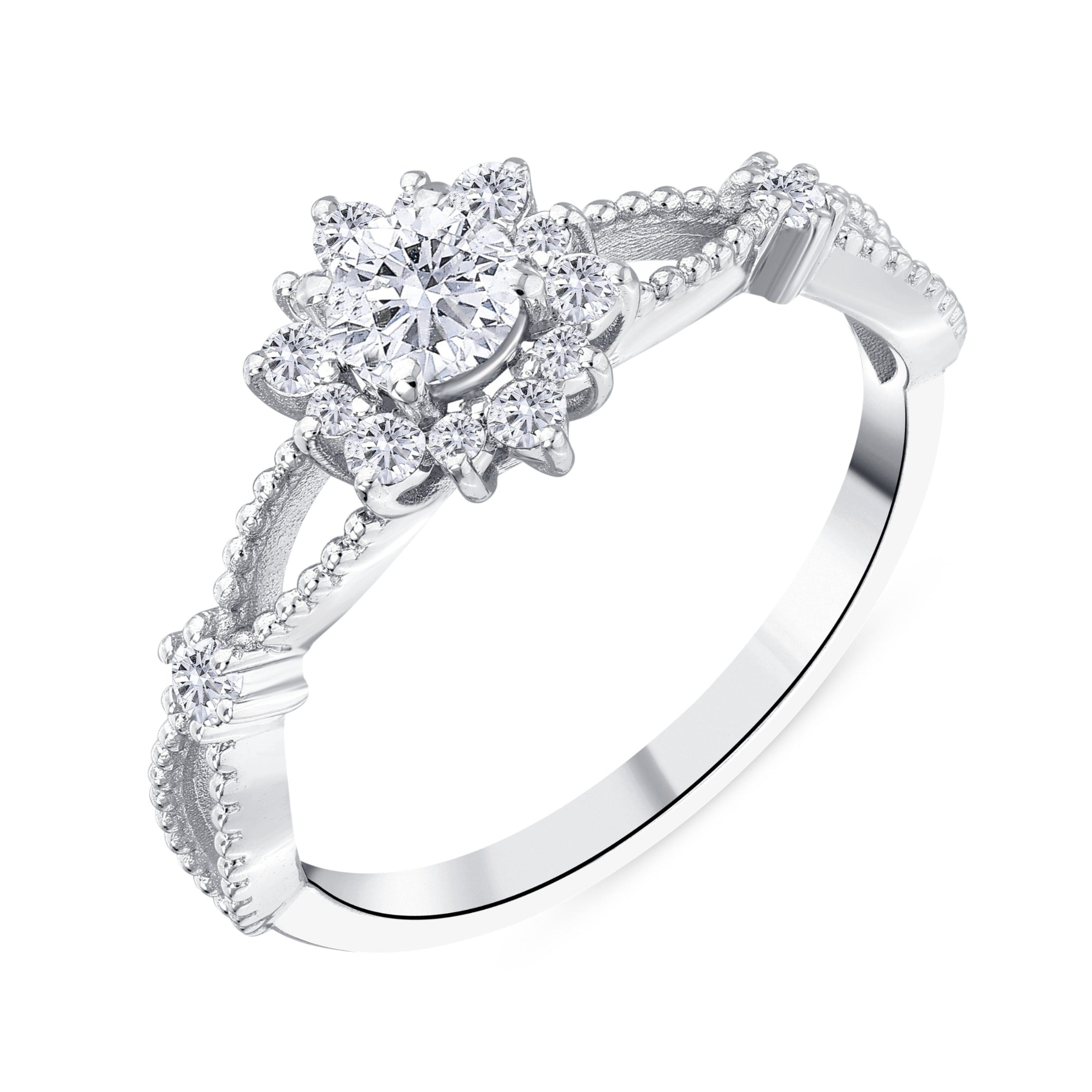 0.55 Ct. Doğal Pırlanta Vintage Tasarım ‘Lotus’ Yüzük, 18 Ayar Altın