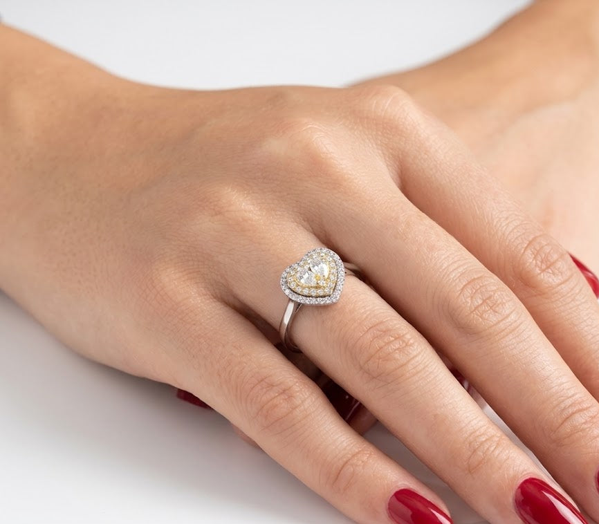0.60 Karat Doğal Pırlanta damla Taş Kalp Tasarımlı Pırlanta Yüzük | LONDIA
