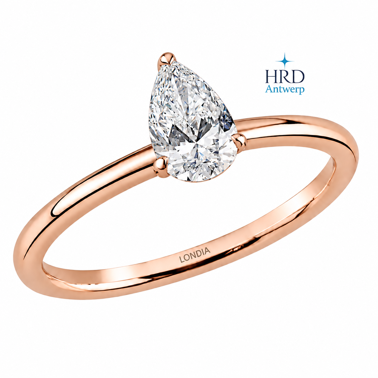 0.60 Karat F Rengi Doğal Pırlanta HRD Sertifikalı Damla Tektaş Yüzük