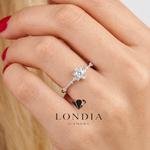 0.60 Karat F Rengi HRD Uluslararası Sertifikalı Lotus Tektaş Yüzük