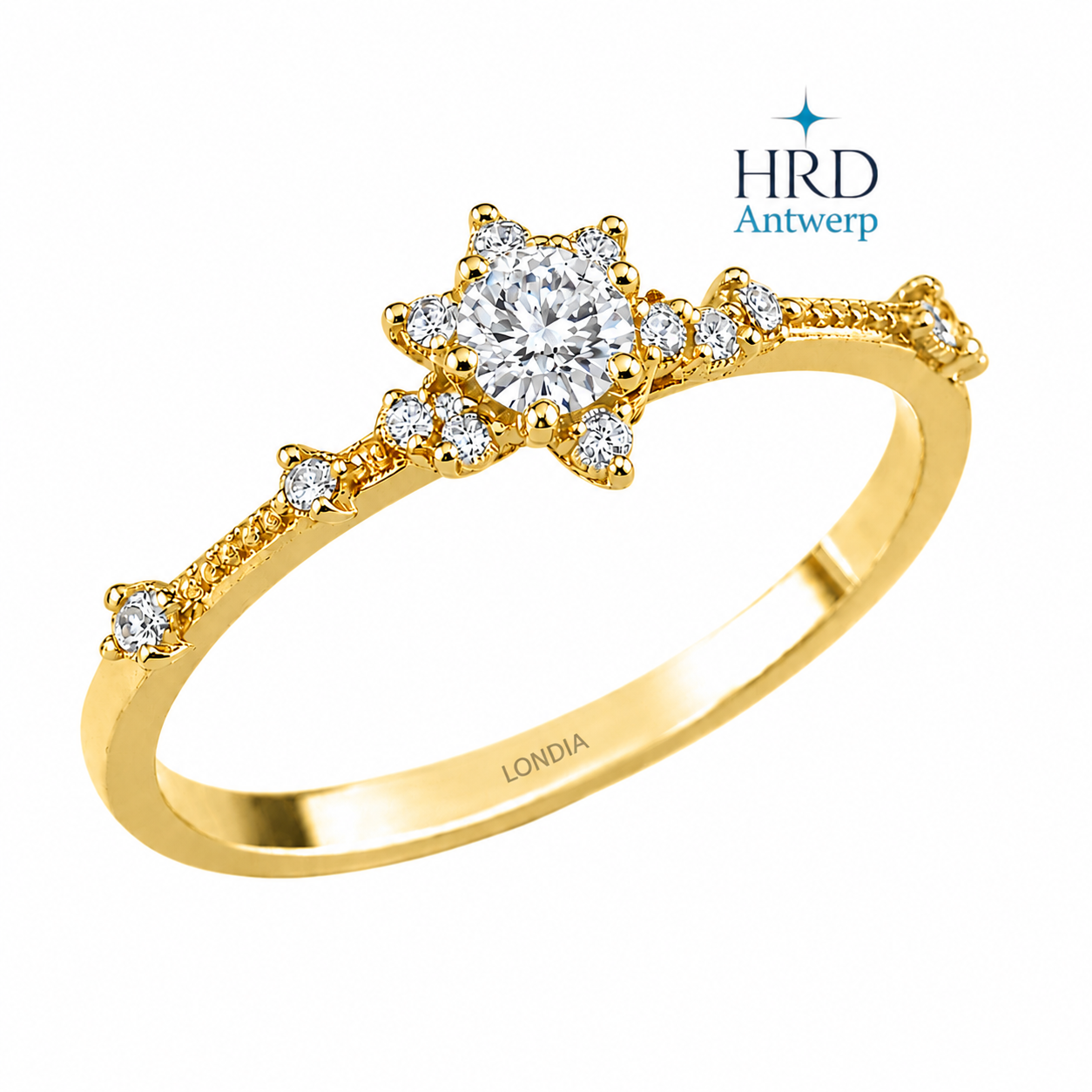 0.60 Karat F Rengi HRD Uluslararası Sertifikalı Lotus Tektaş Yüzük