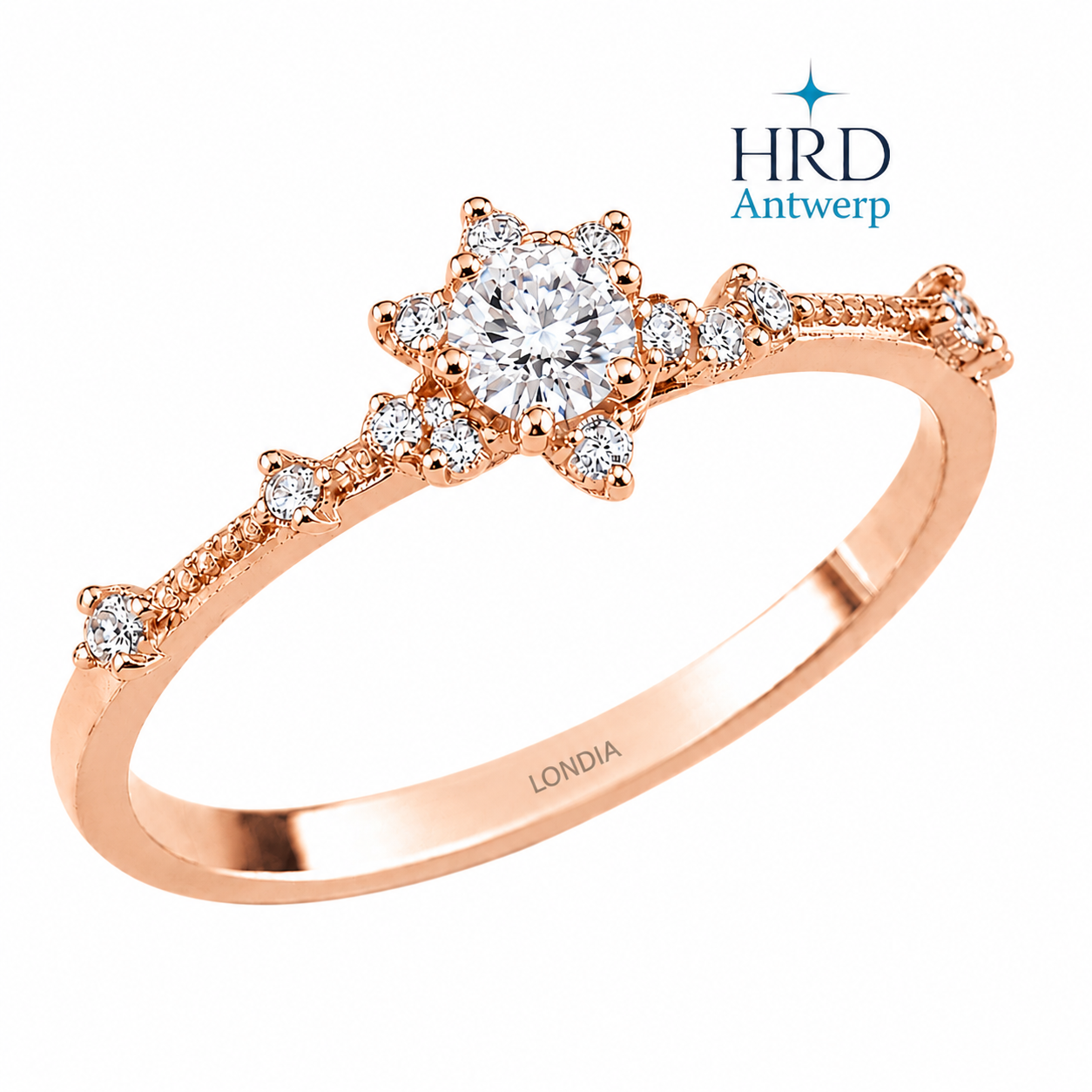0.60 Karat F Rengi HRD Uluslararası Sertifikalı Lotus Tektaş Yüzük