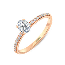 0.65 Ct. Doğal Pırlanta Oval Tektaş ‘Yan Taşlı’ Yüzük, 14 Ayar Altın