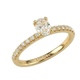 0.70 Ct. Doğal Oval Pırlanta Solitaire “Yan Taşlı” Yüzük – 18 Ayar Altın