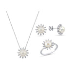 0.90 Karat Doğal Pırlanta İnci Tasarımlı Set