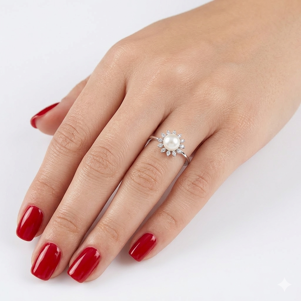 0.90 Karat Doğal Pırlanta İnci Tasarımlı Set