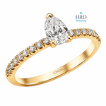 0.90 Karat F Rengi HRD Sertifikalı Damla Kesim Yan Taşlı Yüzük 