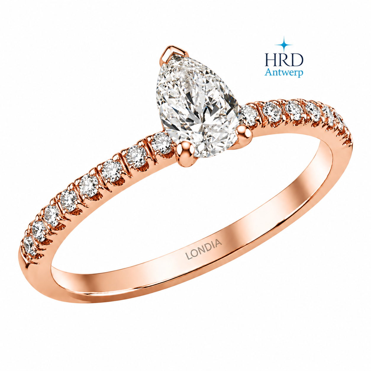 0.90 Karat F Rengi HRD Sertifikalı Damla Kesim Yan Taşlı Yüzük 