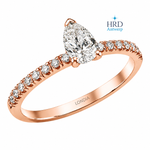 0.90 Karat F Rengi HRD Sertifikalı Damla Kesim Yan Taşlı Yüzük 