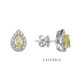 0.90 Karat Fancy Yellow Pırlanta Damla Tasarımlı Küpe