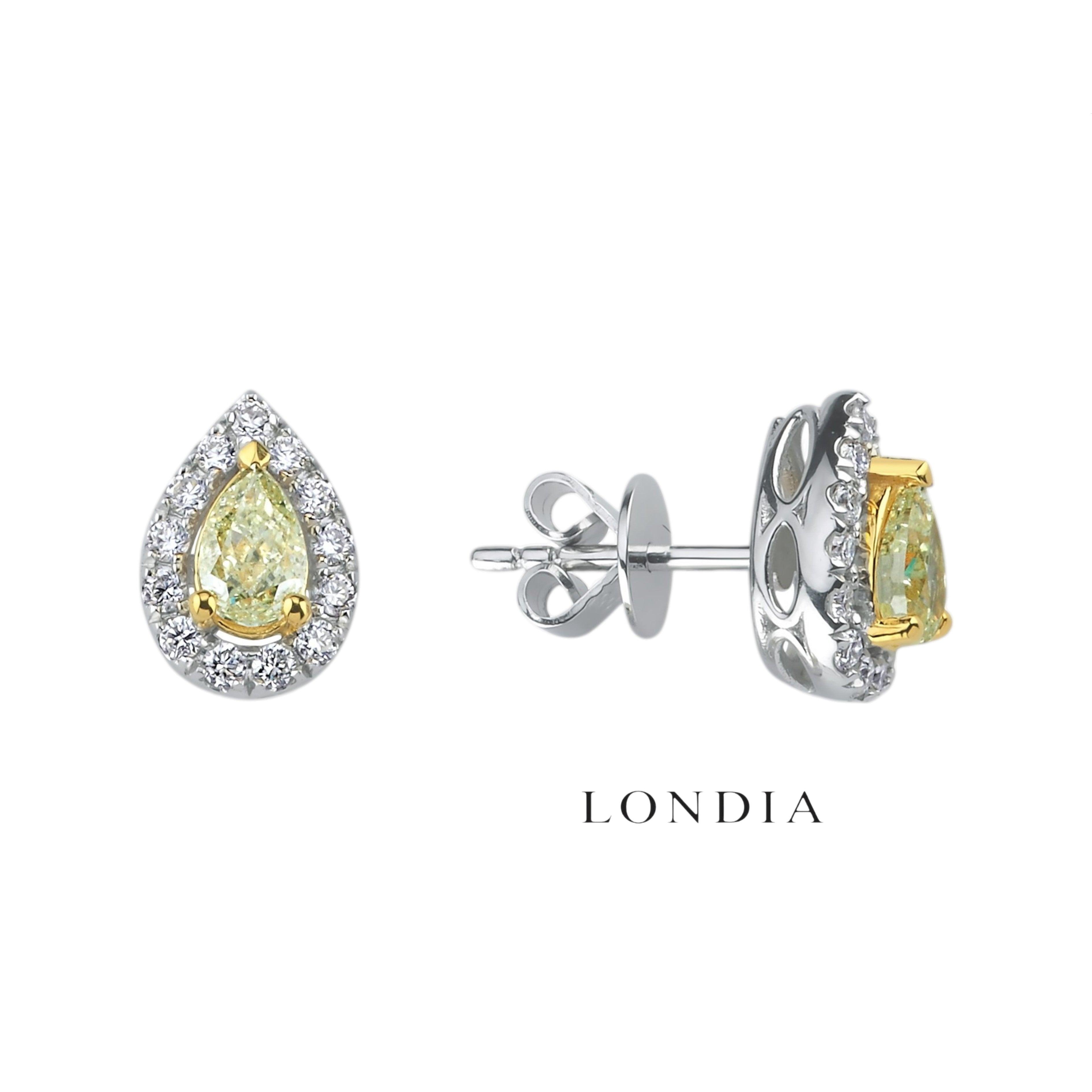 0.90 Karat Fancy Yellow Pırlanta Damla Tasarımlı Küpe