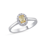 0,40 Karat Fancy Yellow Pırlanta Oval Tasarımlı 14 Ayar Altın Yüzük