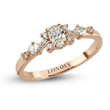 0,45 Ct. Doğal Oval Pırlanta Yan Taşlı Yüzük, 14 Ayar Altın
