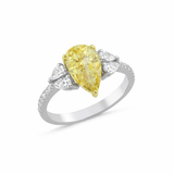 0,50 Ct “Fancy Yellow Kuvars” Tasarım Yüzük – Doğal Pırlantalı