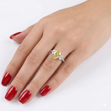 0,50 Ct “Fancy Yellow Kuvars” Tasarım Yüzük – Doğal Pırlantalı